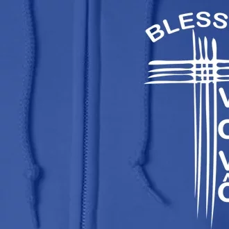 Blessed Vovo Portuguese Grandpa Christian Cross Gift Full Zip Hoodie