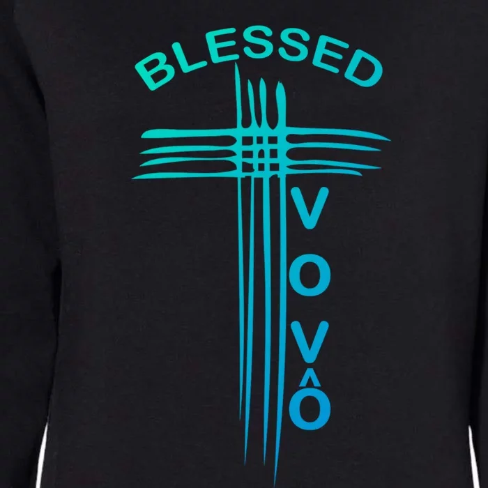 Blessed Vovo Portuguese Grandpa Christian Cross Gift Womens California Wash Sweatshirt