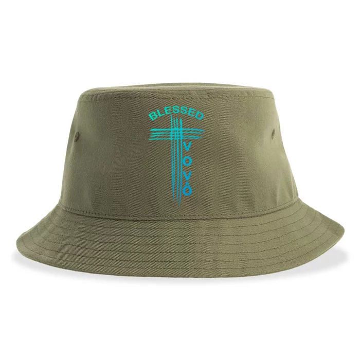 Blessed Vovo Portuguese Grandpa Christian Cross Gift Sustainable Bucket Hat