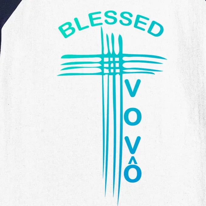 Blessed Vovo Portuguese Grandpa Christian Cross Gift Baseball Sleeve Shirt