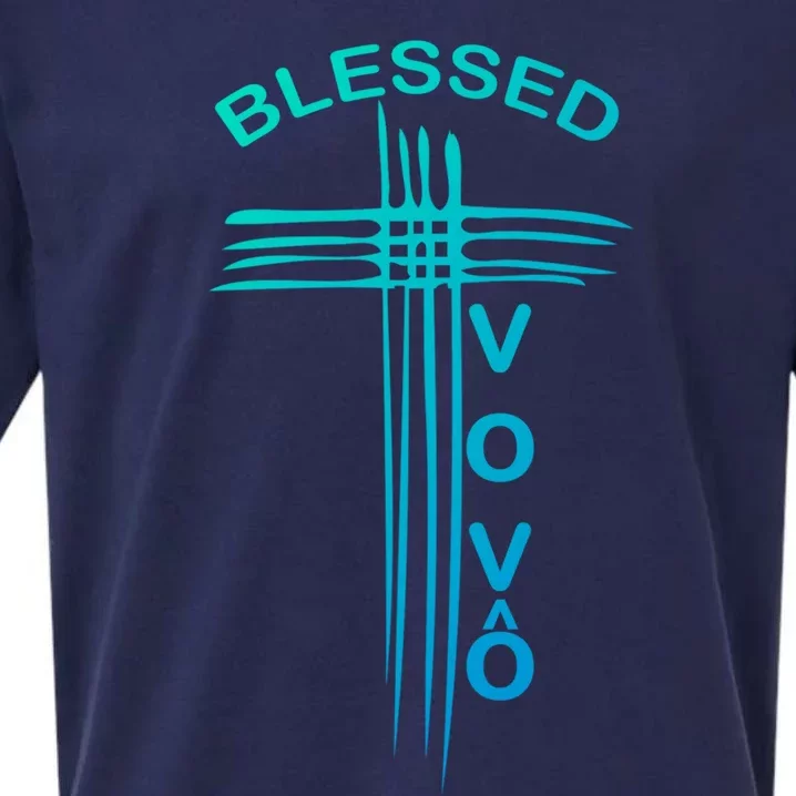 Blessed Vovo Portuguese Grandpa Christian Cross Gift Sueded Cloud Jersey T-Shirt