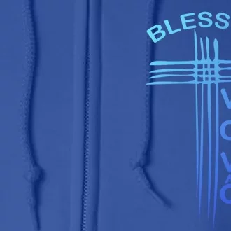 Blessed Vovo Portuguese Grandpa Christian Cross Gift Full Zip Hoodie