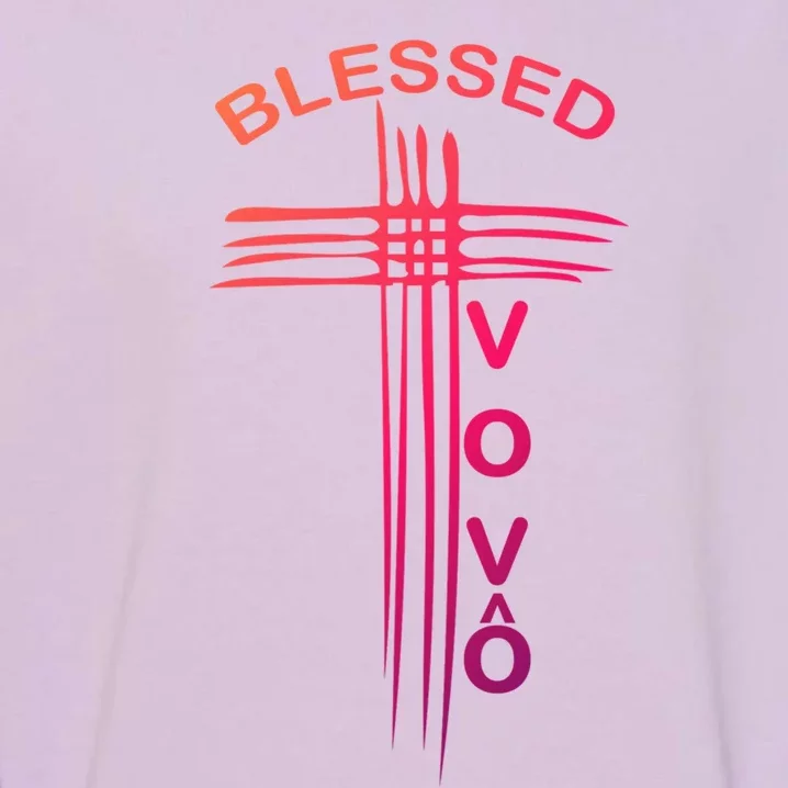 Blessed Vovo Portuguese Grandpa Christian Cross Gift Garment-Dyed Sweatshirt