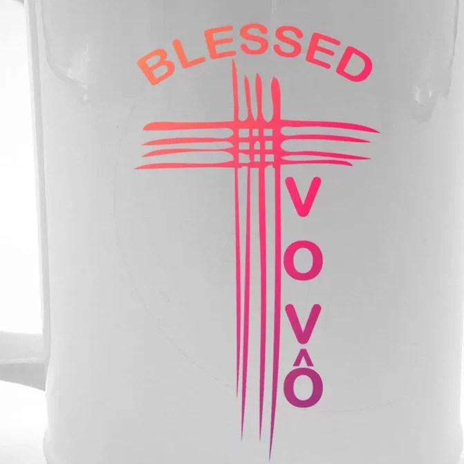 Blessed Vovo Portuguese Grandpa Christian Cross Gift Front & Back Beer Stein