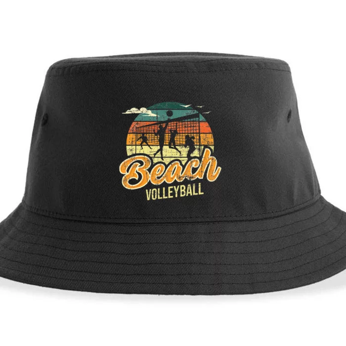 Beach Volleyball Retro Vintage Athletes Players Setters Sustainable Bucket Hat