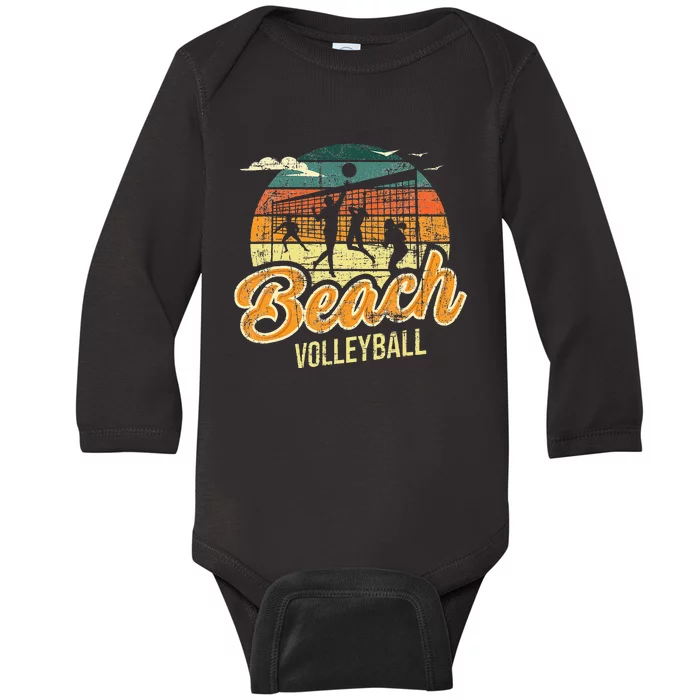 Beach Volleyball Retro Vintage Athletes Players Setters Baby Long Sleeve Bodysuit