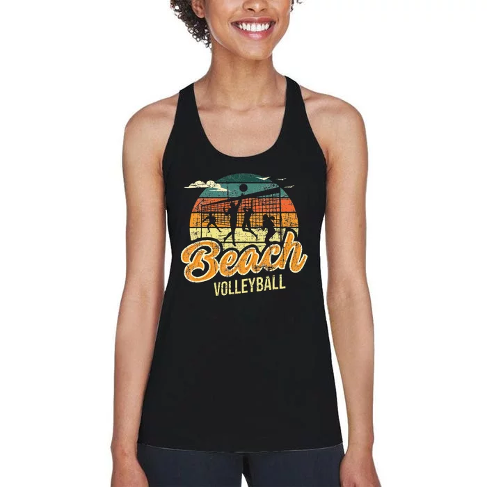 Beach Volleyball Retro Vintage Athletes Players Setters Women's Racerback Tank