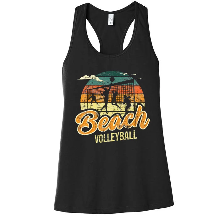 Beach Volleyball Retro Vintage Athletes Players Setters Women's Racerback Tank