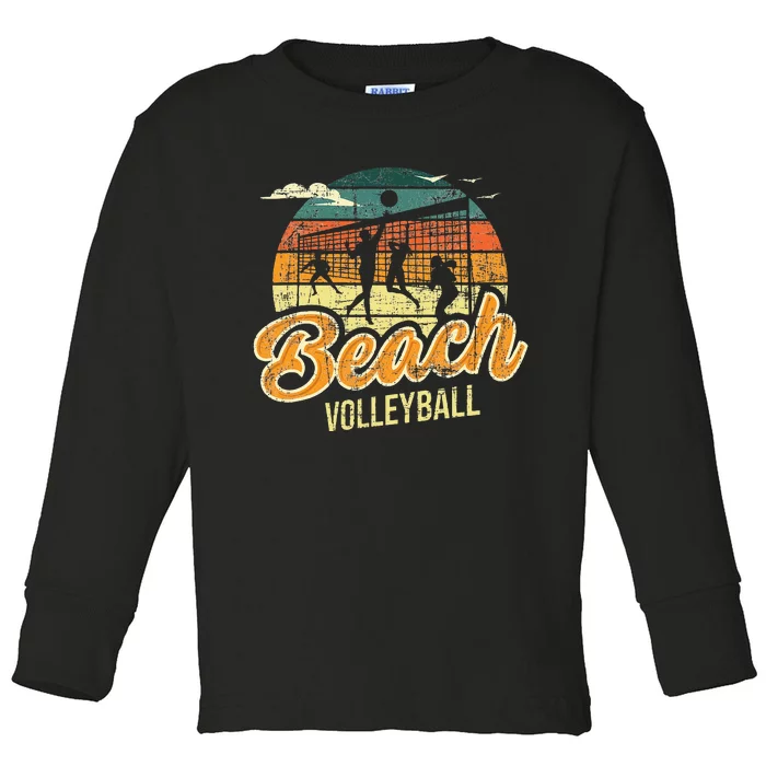 Beach Volleyball Retro Vintage Athletes Players Setters Toddler Long Sleeve Shirt