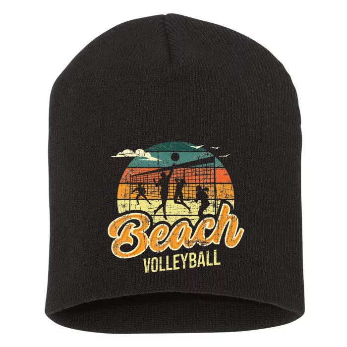 Beach Volleyball Retro Vintage Athletes Players Setters Short Acrylic Beanie