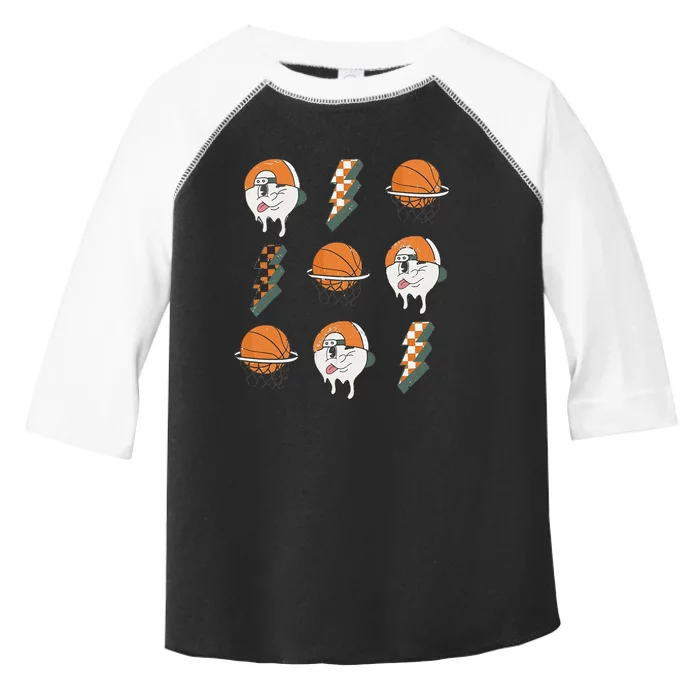 Basketball Vibes Retro Vintage Season Lightning Game Day Toddler Fine Jersey T-Shirt