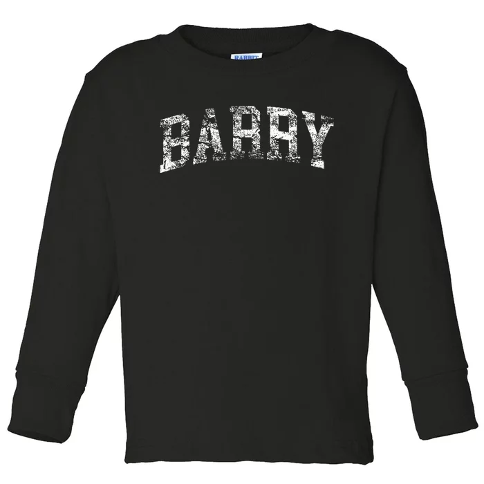 Barry Vintage Retro College Athletic Sports Toddler Long Sleeve Shirt