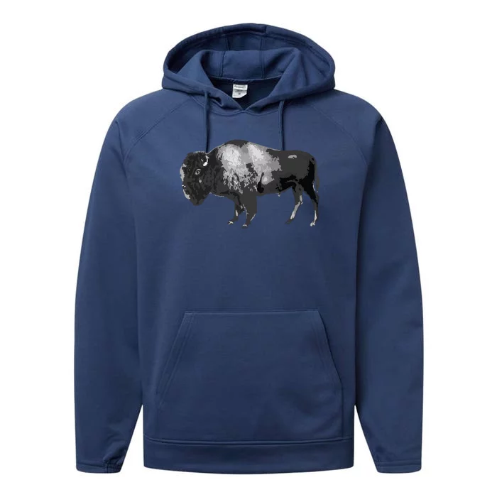 Buffalo Vintage Retro American Bison Performance Fleece Hoodie