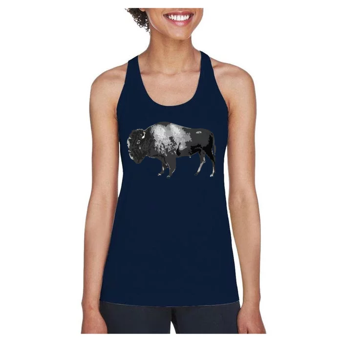 Buffalo Vintage Retro American Bison Women's Racerback Tank