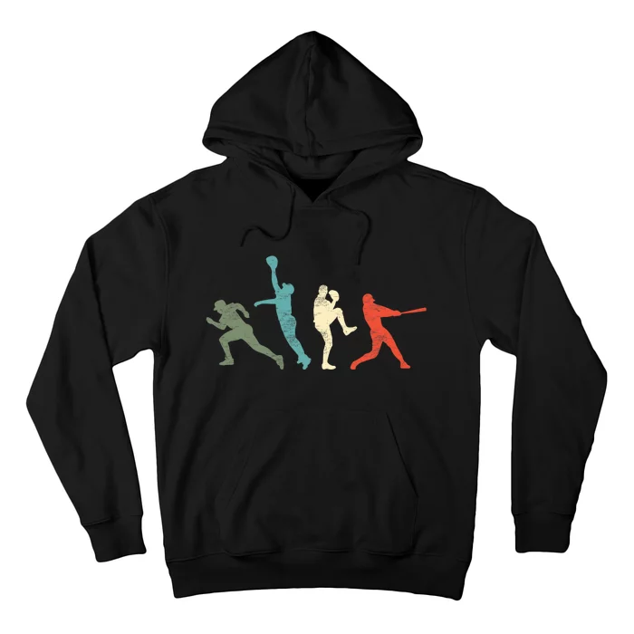 Baseball Vintage Retro Catcher Pitcher Batter Hoodie