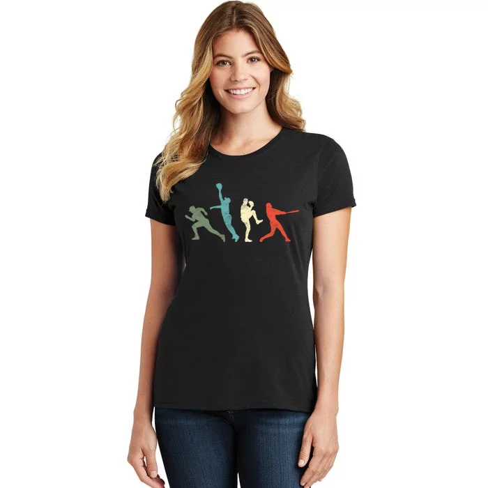 Baseball Vintage Retro Catcher Pitcher Batter Women's T-Shirt