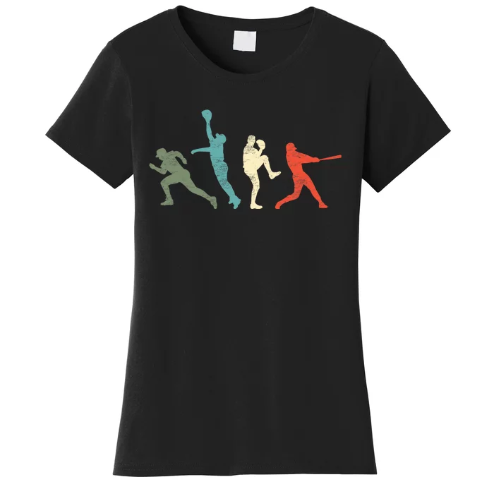 Baseball Vintage Retro Catcher Pitcher Batter Women's T-Shirt