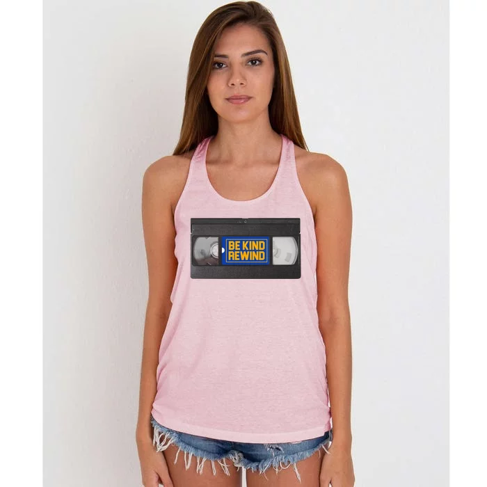 Blockbuster Video Rental Vhs Be Kind Rewind Stickers Women's Knotted Racerback Tank