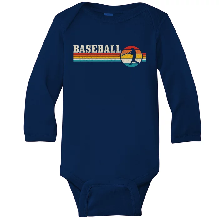 Baseball Vintage Retro Baseball Player Coach Gift Baby Long Sleeve Bodysuit