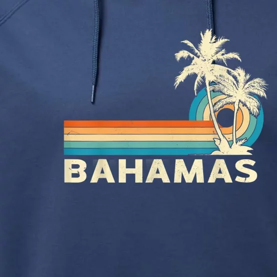 Bahamas Vacation Retro 80s Beach Souvenir Performance Fleece Hoodie