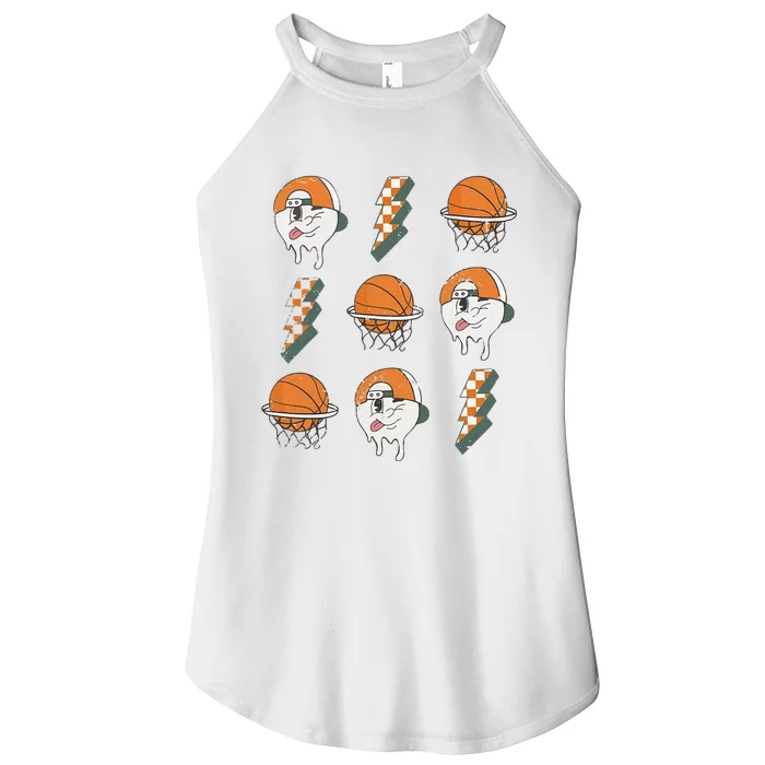 Basketball Vibes Retro Vintage Season Lightning Game Day Women’s Perfect Tri Rocker Tank