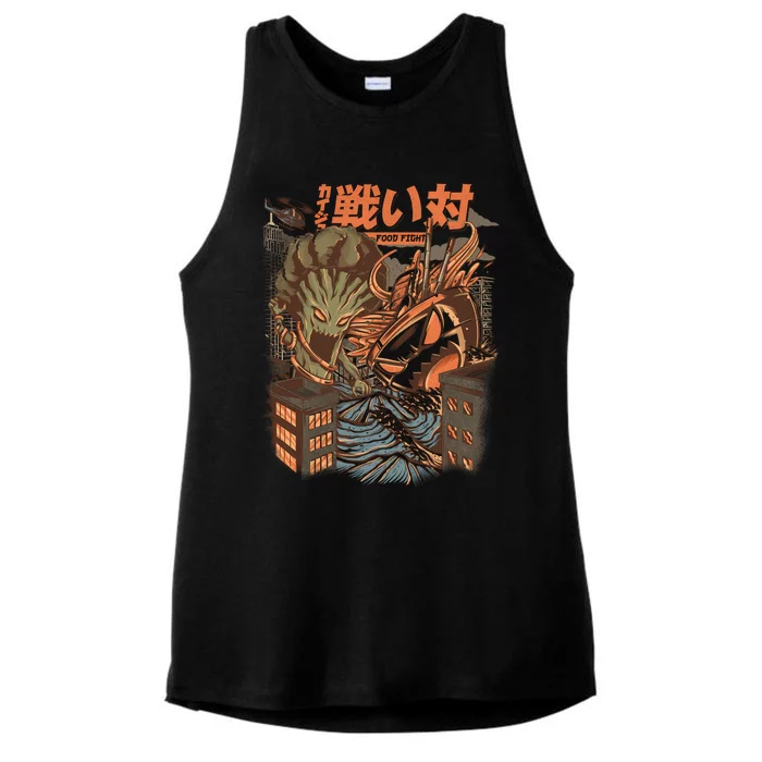 Brocco Vs Ramen Kaijus Ladies Tri-Blend Wicking Tank