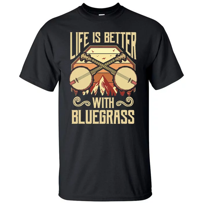 Banjo Vintage Retro Bluegrass Music Fans Banjo Player Tall T-Shirt