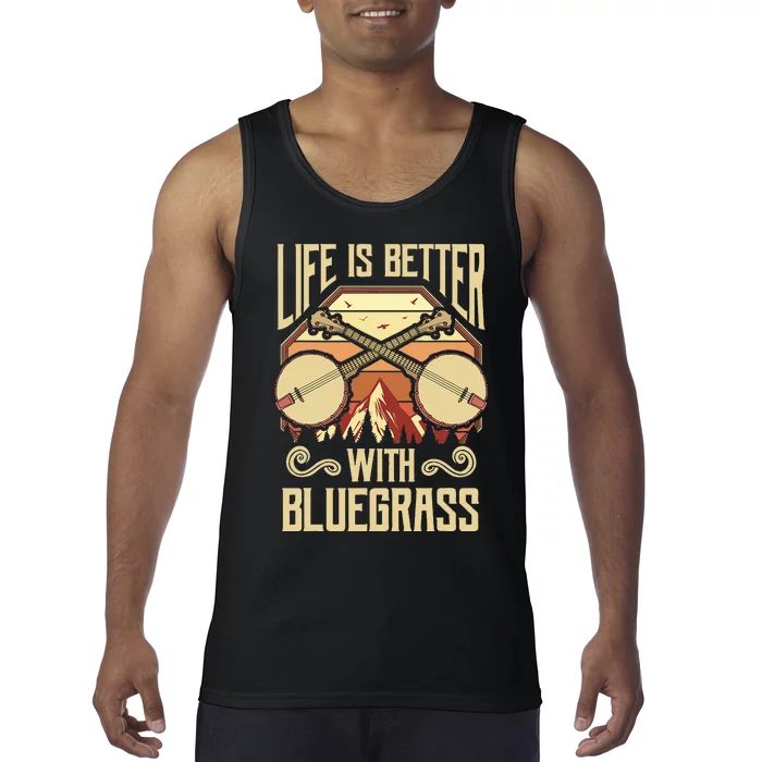 Banjo Vintage Retro Bluegrass Music Fans Banjo Player Tank Top