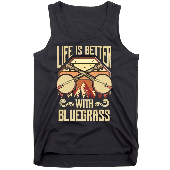 Banjo Vintage Retro Bluegrass Music Fans Banjo Player Tank Top