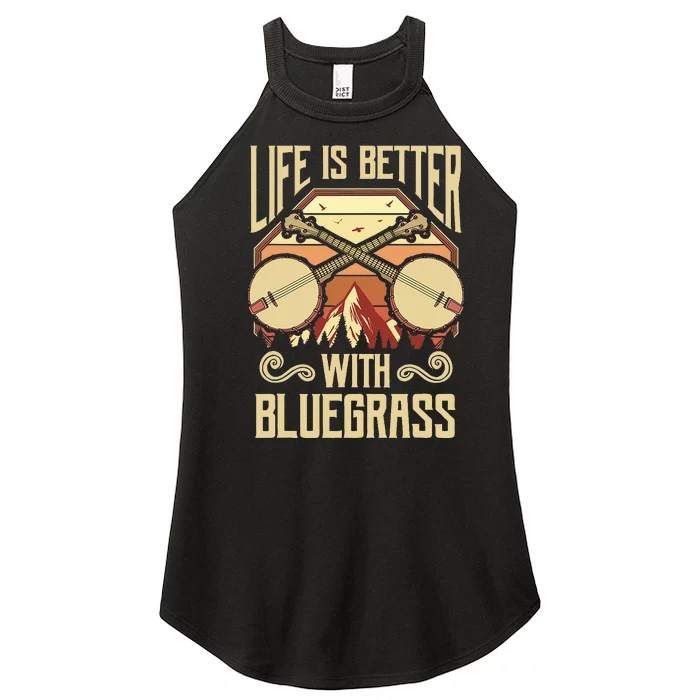 Banjo Vintage Retro Bluegrass Music Fans Banjo Player Women’s Perfect Tri Rocker Tank