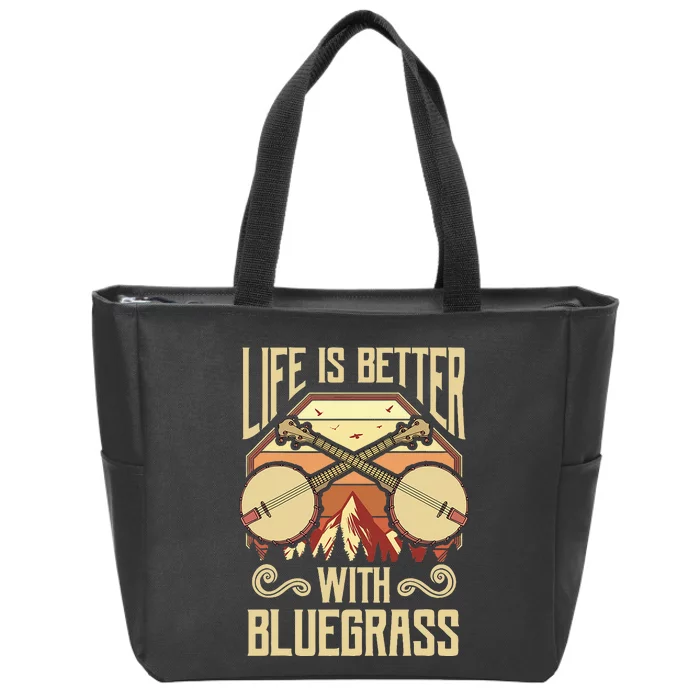 Banjo Vintage Retro Bluegrass Music Fans Banjo Player Zip Tote Bag