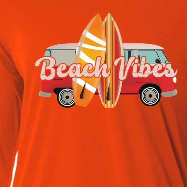 Beach Vibes Surfer Retro Van Cooling Performance Long Sleeve Crew