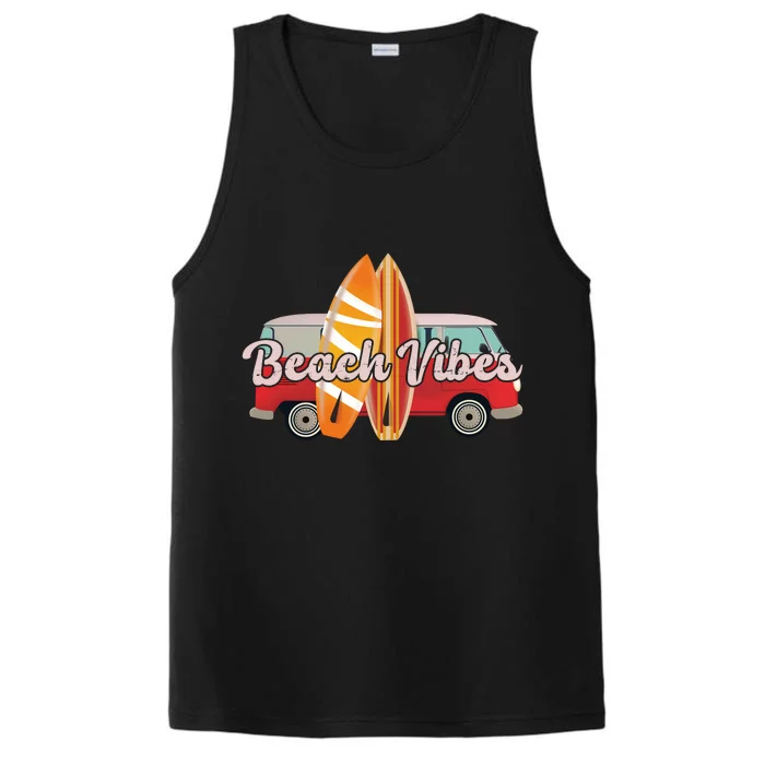 Beach Vibes Surfer Retro Van Performance Tank