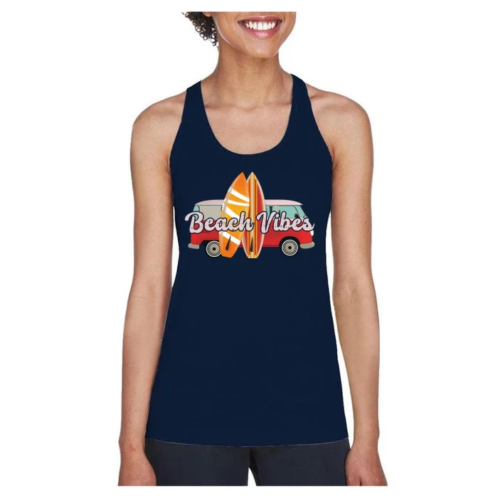 Beach Vibes Surfer Retro Van Women's Racerback Tank