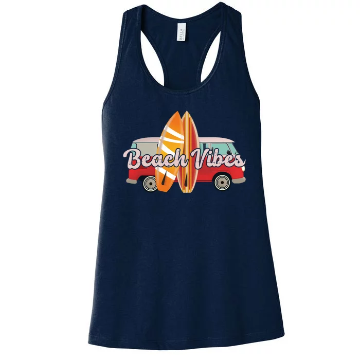 Beach Vibes Surfer Retro Van Women's Racerback Tank