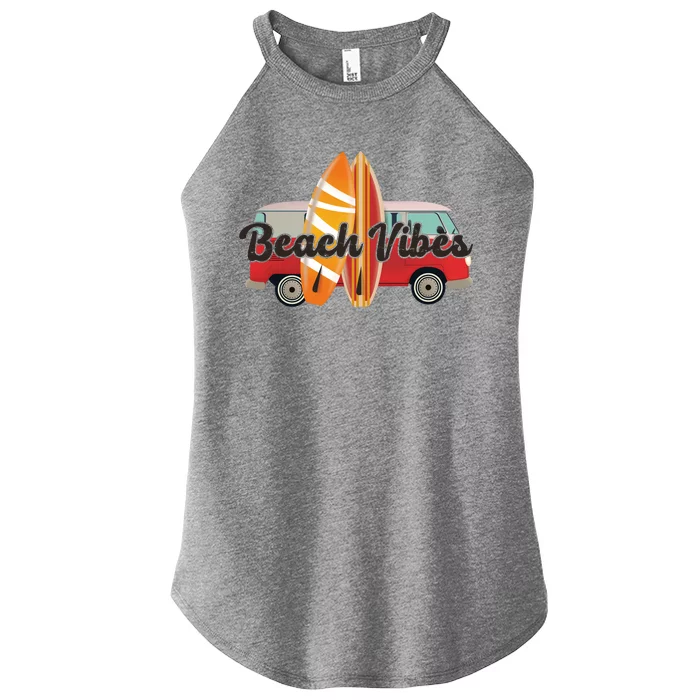 Beach Vibes Surfer Retro Van Women’s Perfect Tri Rocker Tank