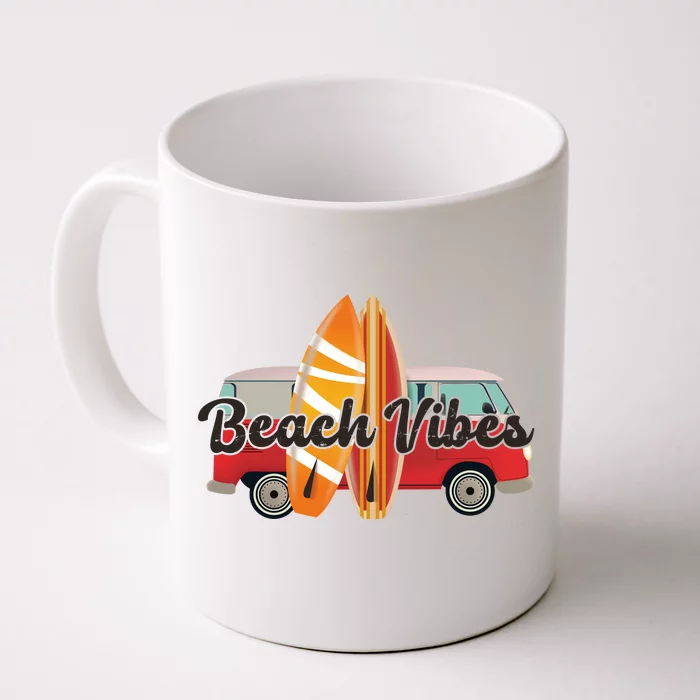 Beach Vibes Surfer Retro Van Front & Back Coffee Mug