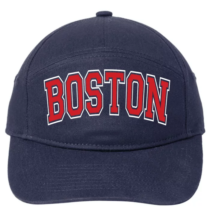 Boston Varsity Style Red Text Cute Gift 7-Panel Snapback Hat