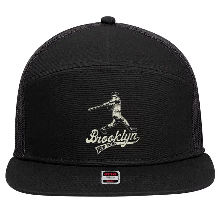 Baseball Vintage Style Brooklyn 7 Panel Mesh Trucker Snapback Hat