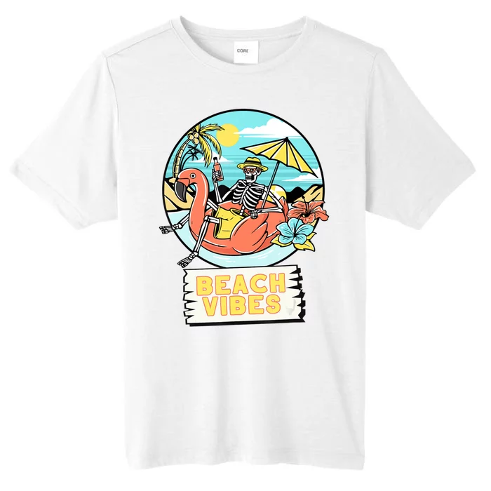 Beach Vibes Skeleton Flamingo Design ChromaSoft Performance T-Shirt