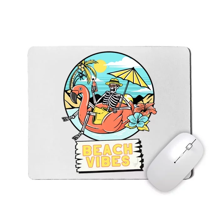 Beach Vibes Skeleton Flamingo Design Mousepad