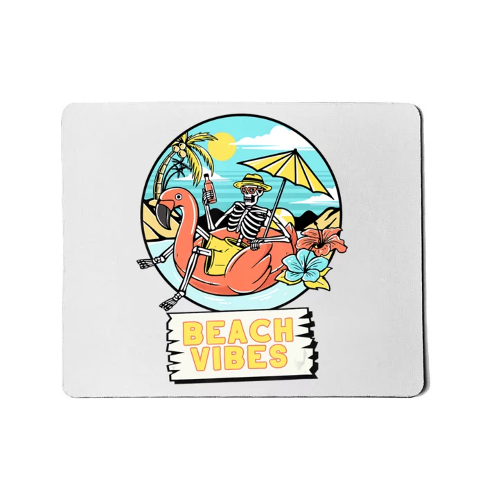 Beach Vibes Skeleton Flamingo Design Mousepad