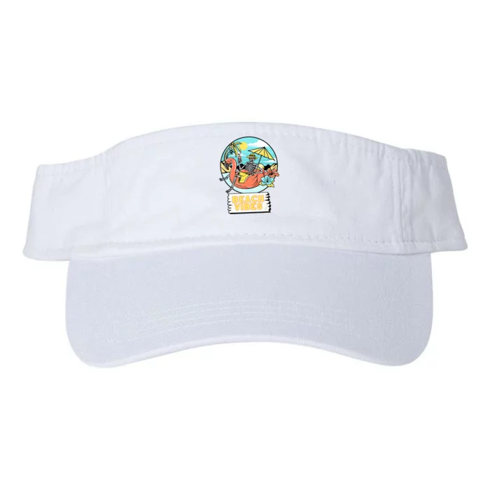 Beach Vibes Skeleton Flamingo Design Valucap Bio-Washed Visor