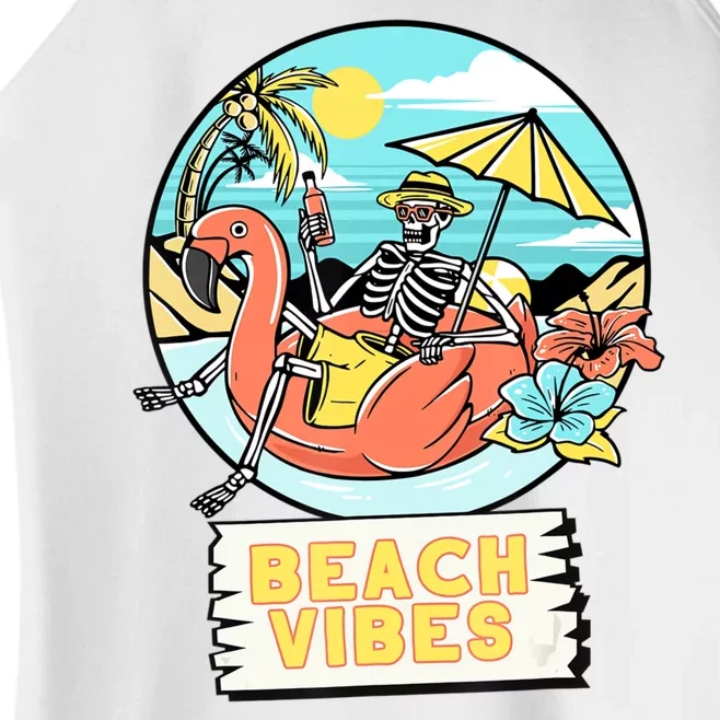 Beach Vibes Skeleton Flamingo Design Women’s Perfect Tri Rocker Tank