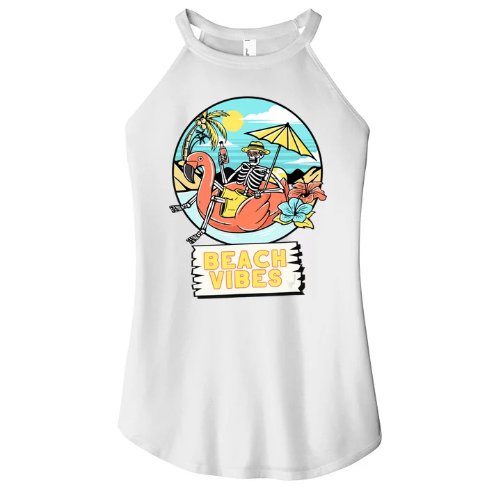 Beach Vibes Skeleton Flamingo Design Women’s Perfect Tri Rocker Tank