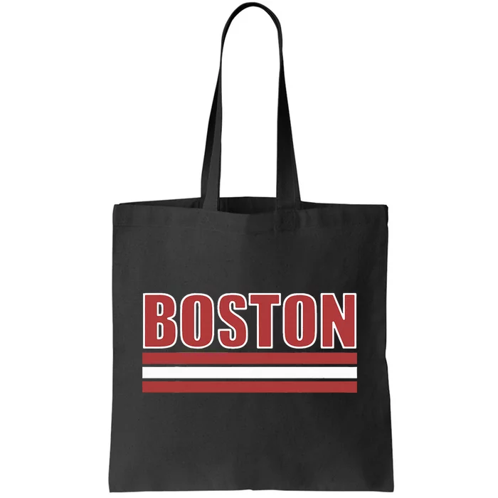 Boston Varsity Style Red Text Tote Bag