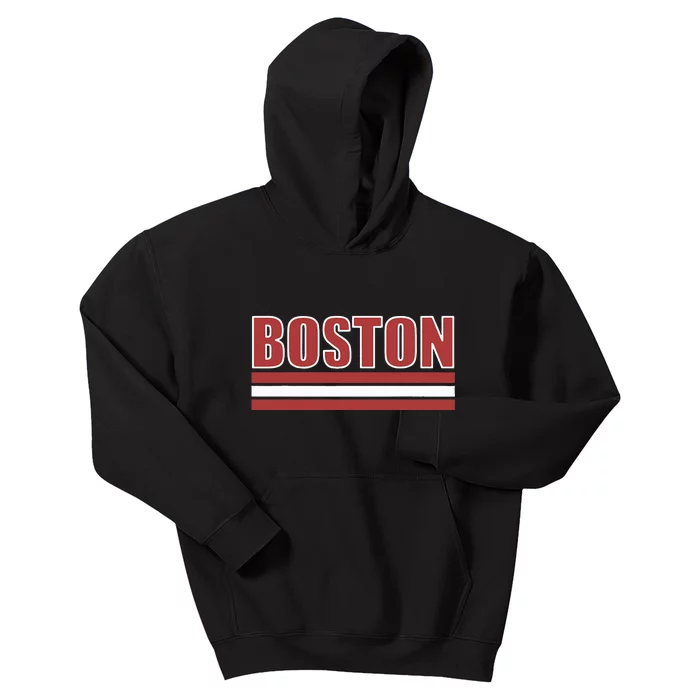 Boston Varsity Style Red Text Kids Hoodie