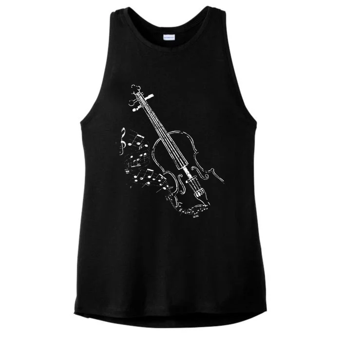 Beautiful Vintage Style Violin Design For Music Lovers Ladies Tri-Blend Wicking Tank