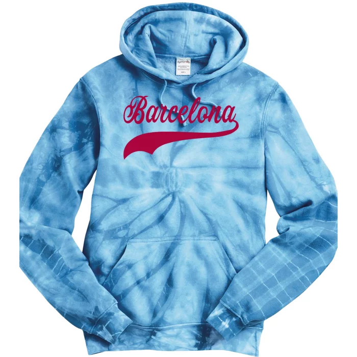 Barcelona Vintage Sports Style Tie Dye Hoodie