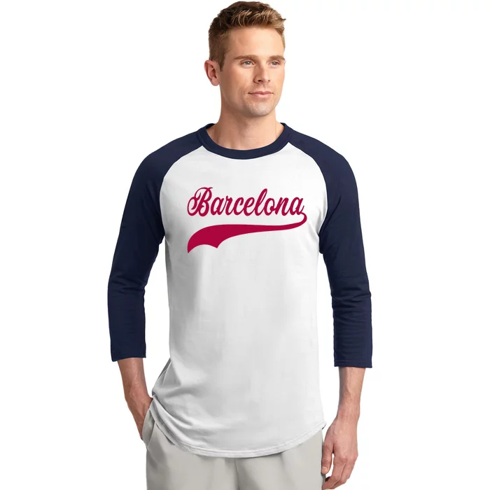 Barcelona Vintage Sports Style Baseball Sleeve Shirt